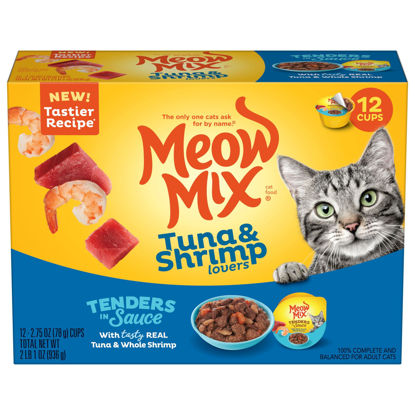 Picture of Meow Mix Tender Favorites Wet Cat Food, Tuna & Whole Shrimp in Sauce, 2.75 Ounce Cup (Pack of 48) (Packaging May Vary)