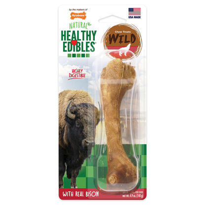 Picture of Nylabone Healthy Edibles WILD Natural Long-Lasting Dog Treats - Dog Bone Treats - Bison Flavor, Large (1 Count)