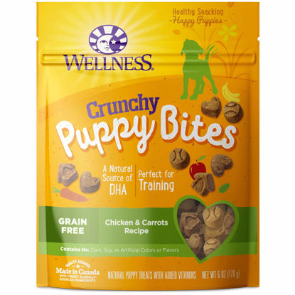 Picture of Wellness Crunchy Puppy Bites Natural Grain-Free Treats for Training, Dog Treats with Real Meat and DHA, No Artificial Flavors (Crunchy Chicken & Carrots, 6-Ounce Bag)