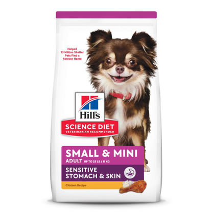 Picture of Hill's Science Diet Dry Dog Food, Adult, Small & Mini Breeds, Sensitive Stomach & Skin, Chicken Recipe, 4 lb. Bag