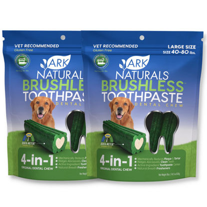 Picture of Ark Naturals Brushless Toothpaste, Dog Dental Chews for Large Breeds, Freshens Breath, Helps Reduce Plaque & Tartar, 18oz, 2 Pack