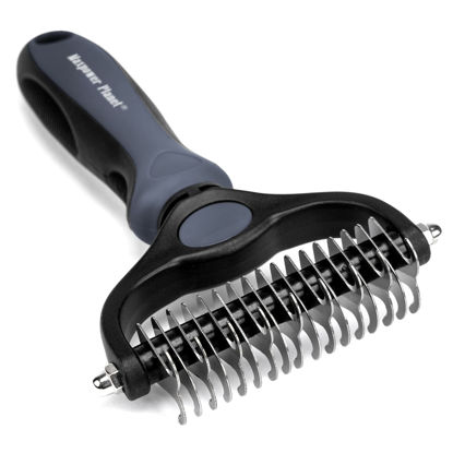 Picture of Maxpower Planet Pet Grooming Brush - Double Sided Shedding and Dematting Undercoat Rake Comb for Dogs and Cats,Extra Wide, Gray, Dog Grooming Brush, Dog Shedding Brush