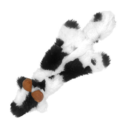 Picture of Best Pet Supplies 2-in-1 Stuffless Squeaky Dog Toys with Soft, Durable Fabric for Small, Medium, and Large Pets, No Stuffing for Indoor Play, Supports Active Biting and Play - Cow, Small