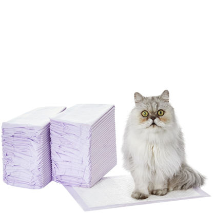 Picture of Amazon Basics Cat Pad Refills for Litter Box, Fresh Scent, Pack of 60, White/Purple