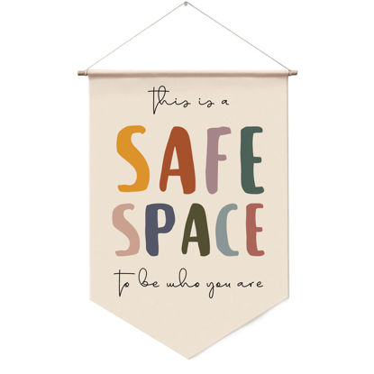 Picture of Safe Space Wall Hanging, Therapy Office Wall Decor, Counseling Banner, School Counselor Office Wall Decor, Classroom Decor, School Psychologist, Mental Health Banners