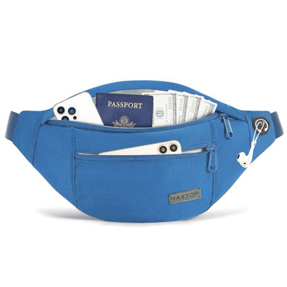 Picture of MAXTOP Large Crossbody Fanny Pack Belt Bag for Women Men with 4-Zipper Pockets Gifts for Enjoy Sports Yoga Running Workout Walking Casual Travel Wallets Fashion Waist Pack Phone Bag