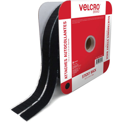 Picture of VELCRO Brand - Sticky Back Tape Bulk Roll | 50 ft x 3/4 in | Black | Cut Hook and Loop Adhesive Strips to Length | Create Vertical Storage, Save Space, Keep Your Home, Office or Work Site Organized