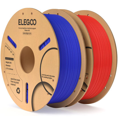 Picture of ELEGOO PLA Filament 1.75mm Blue & Red 2KG, 3D Printer Filament Dimensional Accuracy +/- 0.02mm, 2 Pack 1kg Cardboard Spool(2.2lbs) 3D Printing Filament Fits for Most FDM 3D Printers