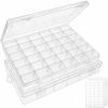 Picture of OUTUXED 2pack 36 Grids Clear Plastic Organizer Box Container Craft Storage with Adjustable Dividers for Beads Organizer Art DIY Crafts Jewelry Fishing Tackles with 5 Sheets Label Stickers