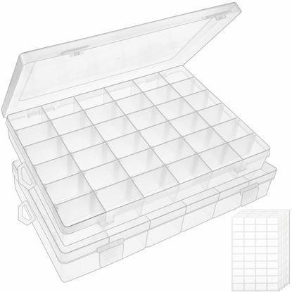 2 Pack 36 Grids Clear Plastic Organizer Box with Adjustable Dividers, Small  Craf
