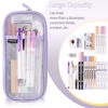 Picture of EASTHILL Grid Mesh Pen Pencil Case with Zipper Clear Makeup Color Pouch Cosmetics Bag Multi-Purpose Travel School Teen Girls Transparent Stationary Bag Office Organizer Box for Adluts(Purple)