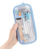 Picture of EASTHILL Grid Mesh Pen Pencil Case with Zipper Clear Makeup Color Pouch Cosmetics Bag Multi-Purpose Travel School Teen Girls Transparent Stationary Bag Office Organizer Box for Adluts(Blue)