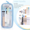 Picture of EASTHILL Grid Mesh Pen Pencil Case with Zipper Clear Makeup Color Pouch Cosmetics Bag Multi-Purpose Travel School Teen Girls Transparent Stationary Bag Office Organizer Box for Adluts(Blue)