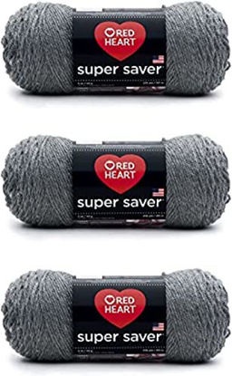 Picture of Red Heart Super Saver Yarn, 3 Pack, Gray Heather 3 Count