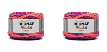 Picture of Bernat Blanket Stripes 300g Neon Plum Yarn - 2 Pack of 300g/10.5oz - Polyester - 6 Super Bulky - Knitting/Crochet