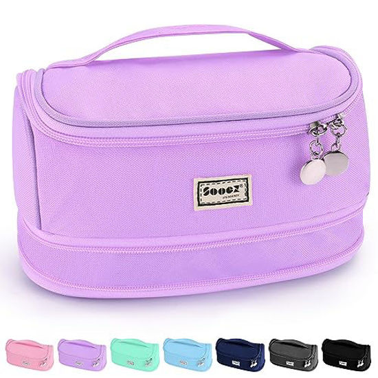 Large capacity pen case, multi-slot pencil bag aesthetic school supplies  organizer bag, suitable for teenagers - Light purple 