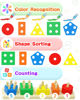 Picture of Yetonamr Montessori Toys for 1 2 3 Years Old Boys Girls, Wooden Sorting & Stacking Toys for Toddlers and Kids Baby, Color Recognition Shape Sorter Gift Educational Learning Toy Puzzles Ages 1-3