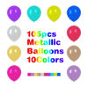 Picture of Voircoloria 105pcs Metallic Balloons 12inch Chrome Party Balloons for Boys Girls Birthday Baby Shower Gender Reveal Wedding Decorations