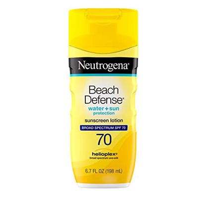 Picture of Neutrogena Beach Defense Water-Resistant Face & Body SPF 70 Sunscreen Lotion with Broad Spectrum UVA/UVB Protection, Oil-Free Fast-Absorbing Sunscreen Lotion, Oxybenzone-Free, 6.7 oz