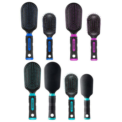 Picture of Conair Salon Results Hairbrush Set, Wire Bristles and Cushion Base, Travel Hairbrush and Full-Size Hairbrush Included, Color May Vary, 2 Count