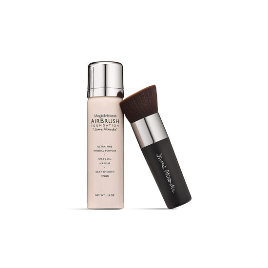 Picture of Jerome Alexander MagicMinerals AirBrush Foundation, Spray Makeup with Kabuki Brush, Skincare Active Ingredients, Ultra-Light, Buildable, Full Coverage Formula, 2 Piece Set (Medium)