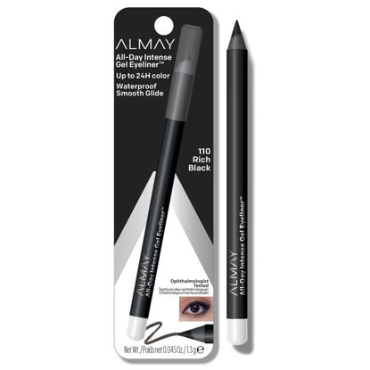 Picture of Almay Gel Eyeliner, Waterproof, Fade-Proof Eye Makeup, Easy-to-Sharpen Liner Pencil, 110 Rich Black, 0.045 Oz