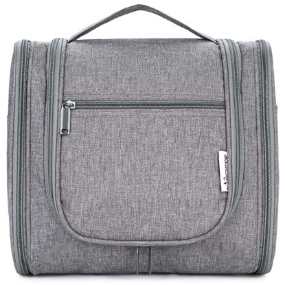 Picture of Hanging Toiletry Bag for Women Travel Makeup Bag Organizer Toiletries Bag Men for Cosmetics Essentials Accessories (Large, Grey)
