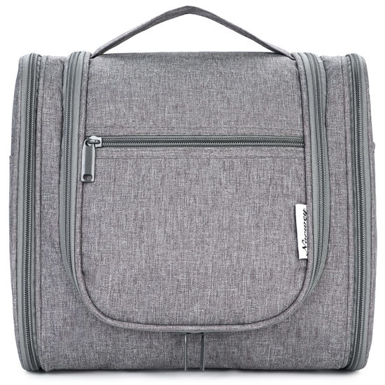 Picture of Hanging Toiletry Bag for Women Travel Makeup Bag Organizer Toiletries Bag Men for Cosmetics Essentials Accessories (Large, Grey)