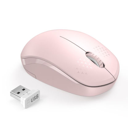 Picture of seenda Wireless Mouse, 2.4G Noiseless Mouse with USB Receiver Portable Computer Mice for PC, Tablet, Laptop, Notebook with Windows System - Pink
