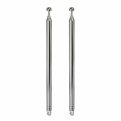 Picture of Bingfu 7 Sections Telescopic 74cm AM FM Antenna Portable Radio Antenna Replacement (2-Pack) Compatible with Indoor Portable Radio Home Stereo Receiver AV Audio Video Home Theater Receiver TV Tuner