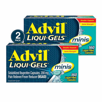 Picture of Advil Liqui-Gels minis Pain Reliever and Fever Reducer, Pain Medicine for Adults with Ibuprofen 200mg for Pain Relief - 2x160 Liquid Filled Capsules