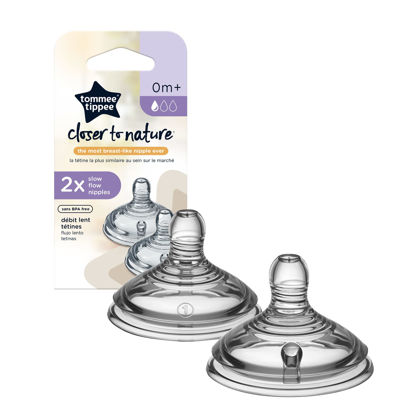 Picture of Tommee Tippee Closer to Nature Bottle Nipples, Slow Flow - 2 count