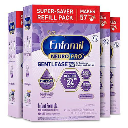 Picture of Enfamil NeuroPro Gentlease Baby Formula, Infant Formula Nutrition, Brain and Immune Support with DHA, Proven to Reduce Fussiness, Crying, Gas and Spit-up in 24 Hours, Refill Box, 35.2 Oz (Pack of 4)
