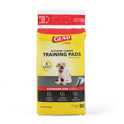 Picture of Glad for Pets Black Charcoal Puppy Pads | Puppy Potty Training Pads That ABSORB & NEUTRALIZE Urine Instantly | New & Improved Quality Puppy Pee Pads, 50 count