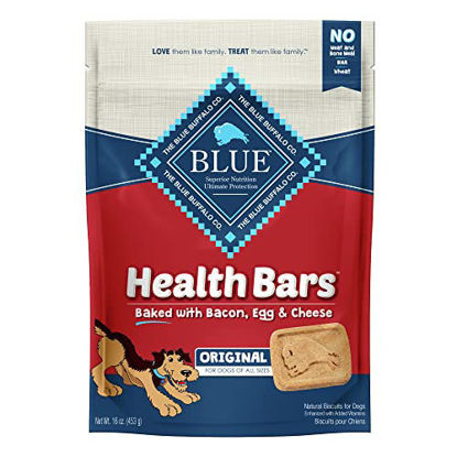 Picture of Blue Buffalo Health Bars Natural Crunchy Dog Treats Biscuits, Bacon, Egg & Cheese 16-oz Bag