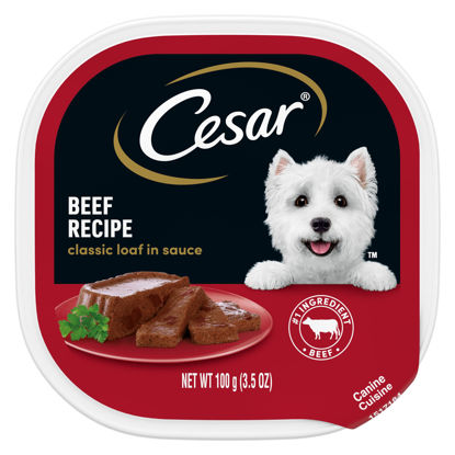 Picture of CESAR Adult Soft Wet Dog Food Loaf in Sauce Beef Recipe, 3.5 oz. Tray