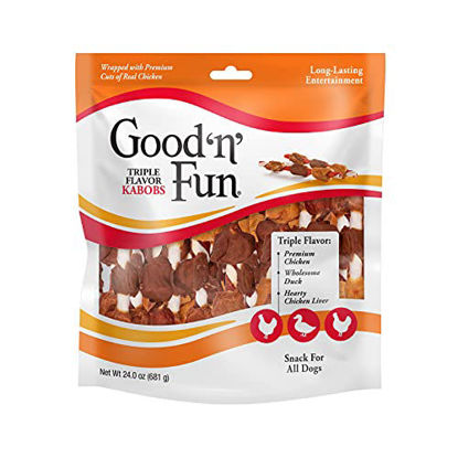 Picture of Good'N'Fun Triple Flavored Rawhide Kabobs for Dogs, 1.5 Pound (Pack of 1)