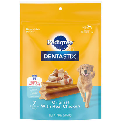 Picture of PEDIGREE DENTASTIX Large Dog Dental Treats Beef Flavor Dental Bones, 7 Count (Pack of 14)
