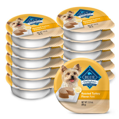 Picture of Blue Buffalo Delights Natural Adult Small Breed Wet Dog Food Cups, Pate Style, Roasted Turkey Flavor in Savory Juice 3.5-oz (Pack of 12)
