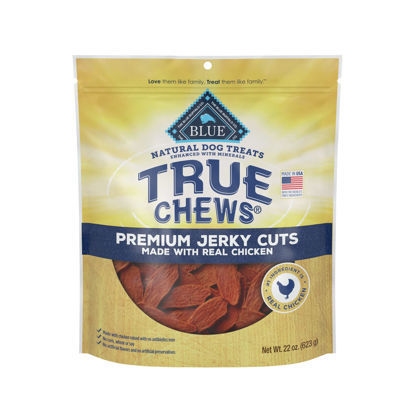Picture of Blue Buffalo True Chews Premium Jerky Cuts Natural Dog Treats, Chicken 22 oz bag