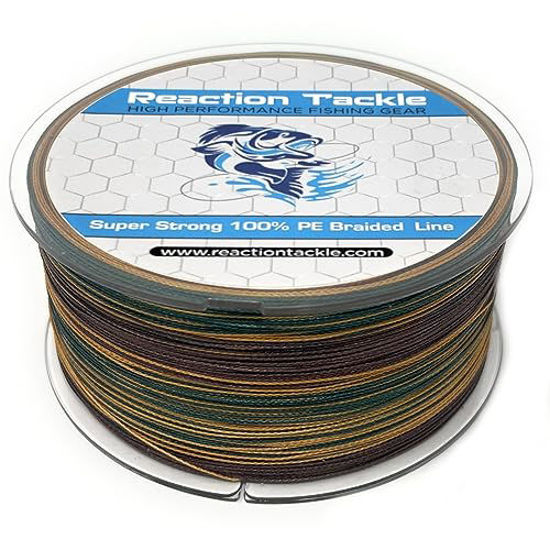 Reaction Tackle Braided Fishing Line Green Camo 65LB 500yd