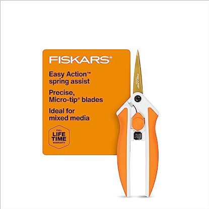 Picture of Fiskars Premier No. 5 Easy Action™ Micro-Tip®  Titanium Scissors  - Stainless Steel Fabric and Mixed Media Scissors -  Arts and Crafts - Orange