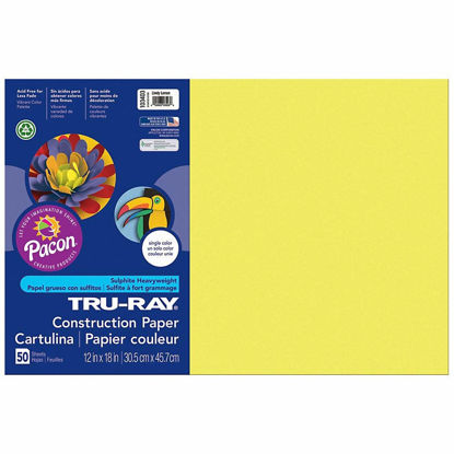 Picture of Tru-Ray® Heavyweight Construction Paper, Lively Lemon, 12" x 18", 50 Sheets