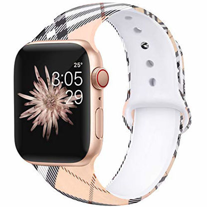 Picture of Kaome Floral Bands Compatible with App le Watch Band 42mm 44mm, Soft Silicone Fadeless Pattern Printed Replacement Strap Bands for Women, Compatible with iWatch Series 5/4/3/2/1, M/L