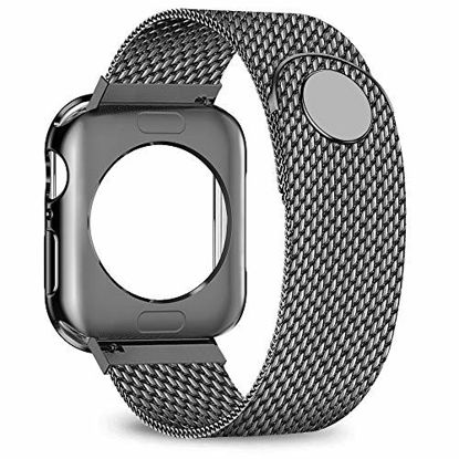 Picture of jwacct Compatible for Apple Watch Band with Screen Protector 38mm 40mm 42mm 44mm, Soft TPU Frame Case Cover Bumper Compatible for iwatch Series 1/2/3/4/5 Space Gray