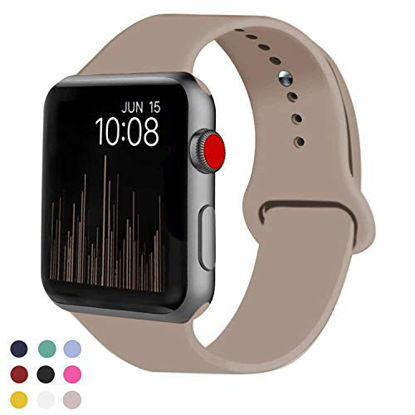 Picture of VATI Sport Band Compatible for Apple Watch Band 38mm 40mm, Soft Silicone Sport Strap Replacement Bands Compatible with 2019 Apple Watch Series 5, iWatch 4/3/2/1, 38MM 40MM M/L (Walnut)