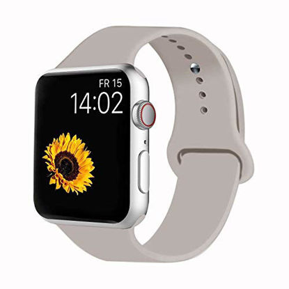 Picture of VATI Sport Band Compatible for Apple Watch Band 38mm 40mm, Soft Silicone Sport Strap Replacement Bands Compatible with 2019 Apple Watch Series 5, iWatch 4/3/2/1, 38MM 40MM M/L (Stone White)