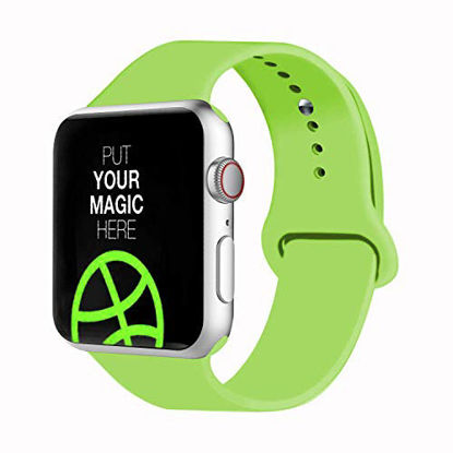 Picture of VATI Sport Band Compatible for Apple Watch Band 42mm 44mm, Soft Silicone Sport Strap Replacement Bands Compatible with 2019 Apple Watch Series 5, iWatch 4/3/2/1, 42MM 44MM M/L (Green)