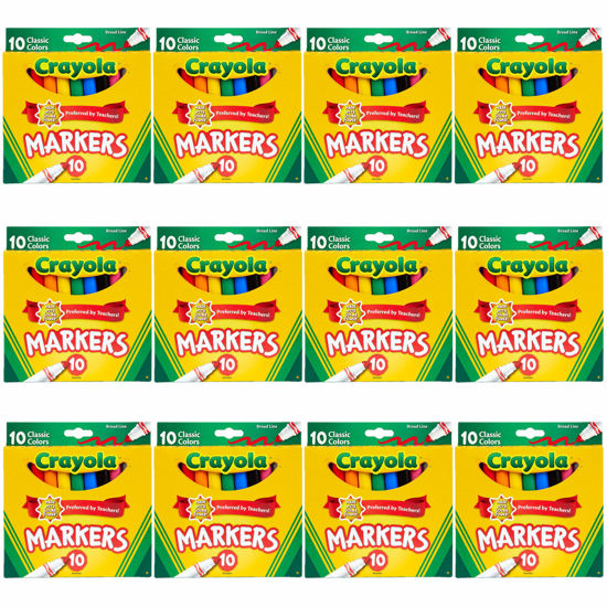 Picture of Crayola Broad Line Markers Bulk, 12 Marker Packs with 10 Colors