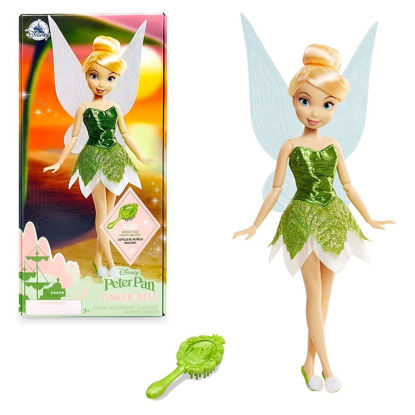 Picture of Disney Store Official Tinkerbell Classic Doll for Kids, Peter Pan, 10 Inches, Includes Brush with Molded Details, Fully Posable Toy in Glittery Dress - Suitable for Ages 3+ Toy Figure